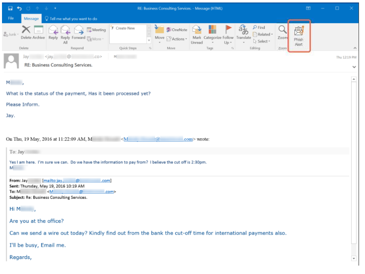 CEO Fraud Phishing Email Example